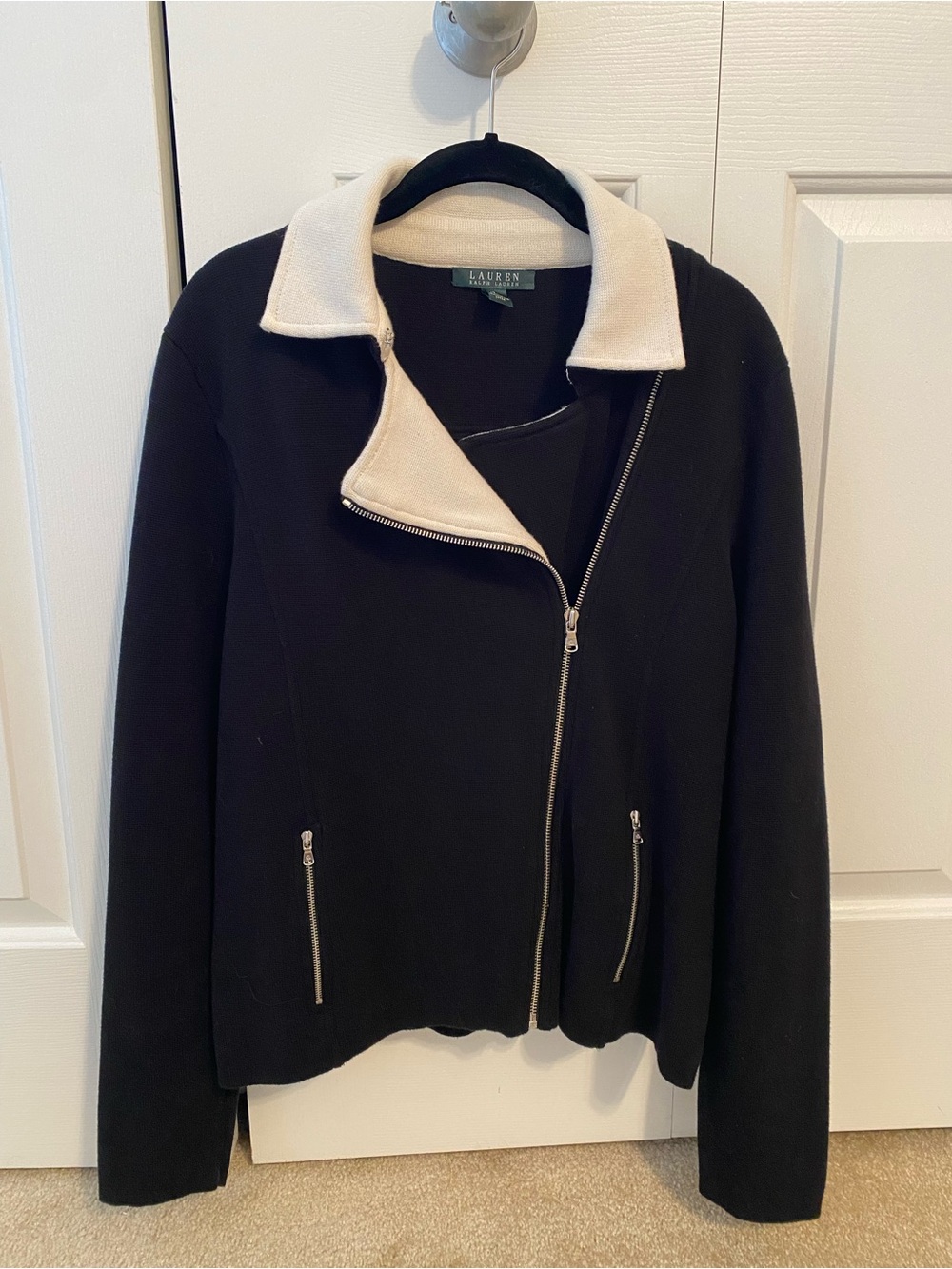Lauren Ralph Lauren Black Jacket with Cream Collar